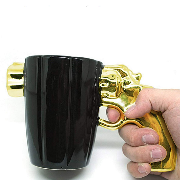 Τρισδιάστατη Κεραμική Κούπα Περίστροφο Revolver για Καφέ & Τσάι 350ml σε Διάφορα Χρώματα